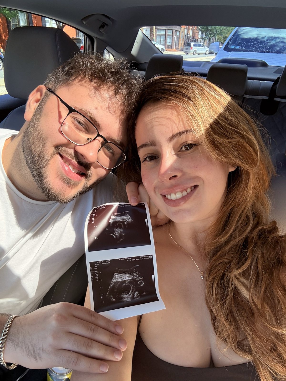 Kevin and Sandy holding the ultrasound
